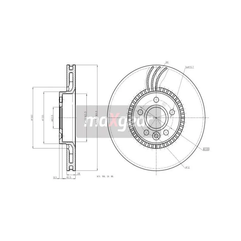 Jeu de 2 disques de frein avant MAXGEAR 19-2429
