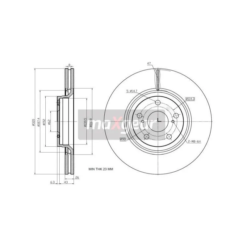 Jeu de 2 disques de frein avant MAXGEAR 19-2433