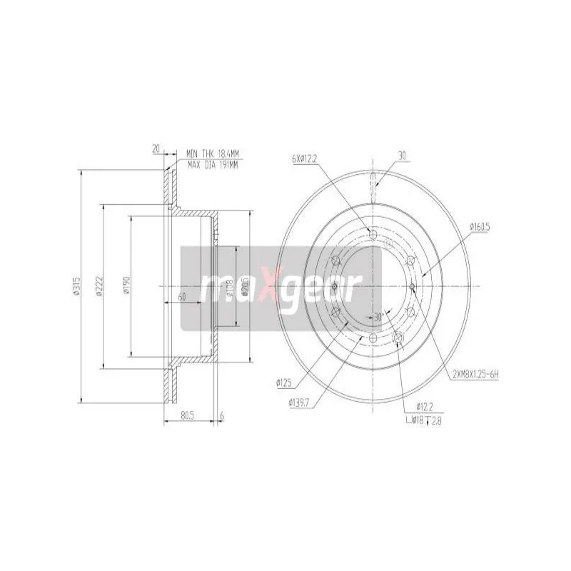 Jeu de 2 disques de frein arrière MAXGEAR 19-2438