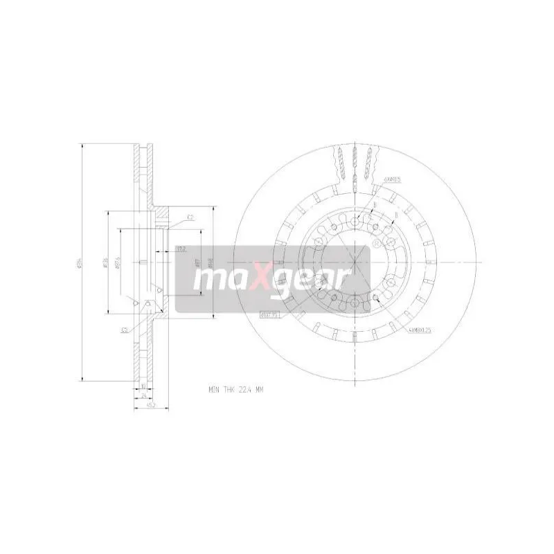 Jeu de 2 disques de frein avant MAXGEAR 19-2446