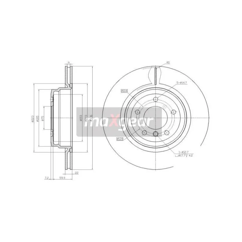 Disque de frein arrière droit MAXGEAR 19-2455