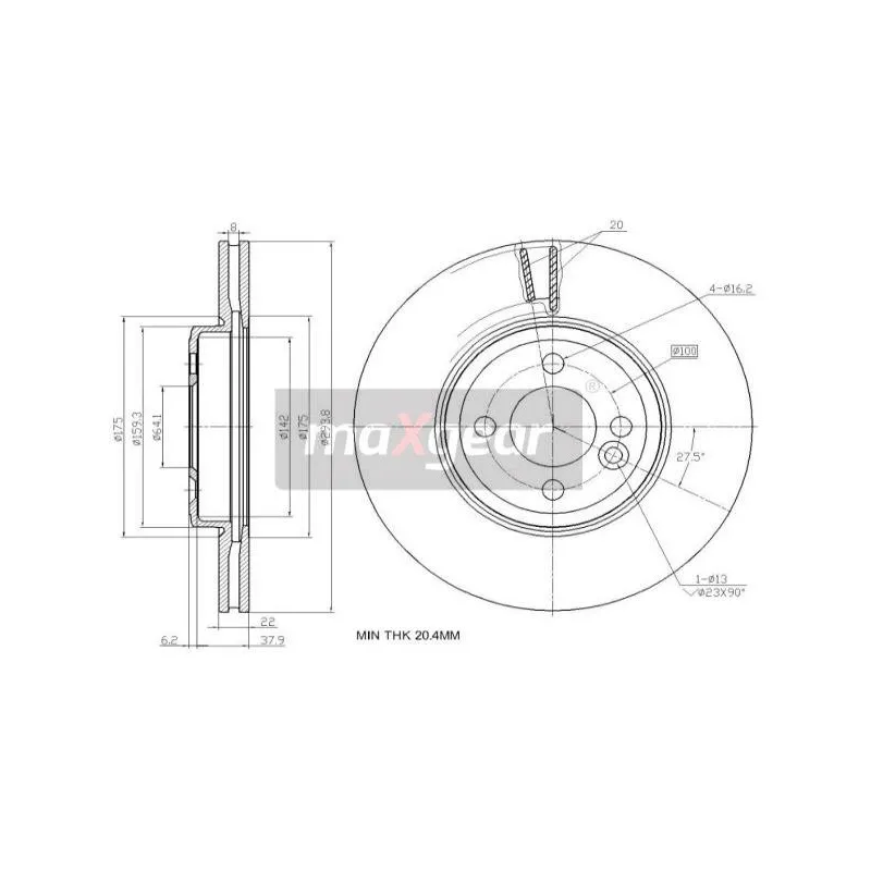 Jeu de 2 disques de frein avant MAXGEAR 19-2456
