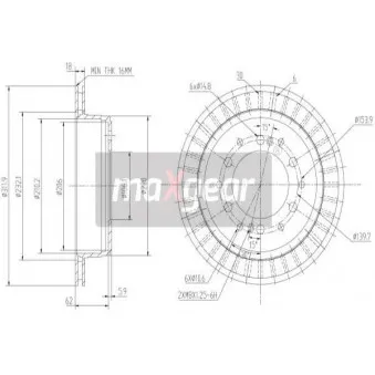 Jeu de 2 disques de frein arrière MAXGEAR 19-2464
