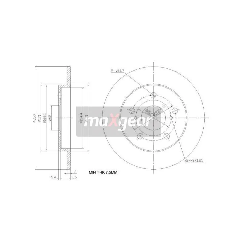 Jeu de 2 disques de frein arrière MAXGEAR 19-2467
