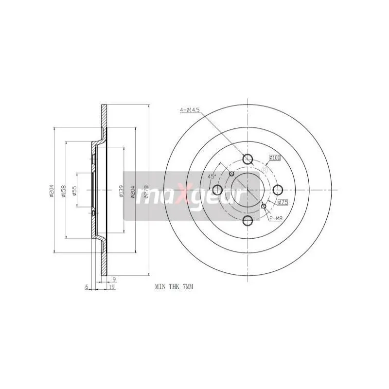 Jeu de 2 disques de frein arrière MAXGEAR 19-2477