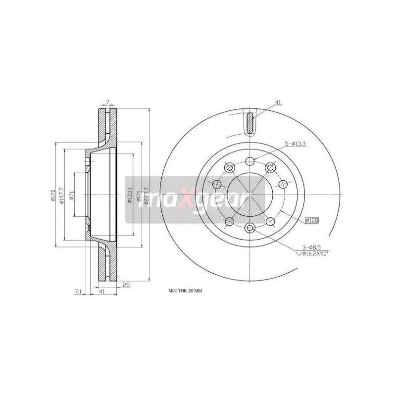 Jeu de 2 disques de frein avant MAXGEAR 19-2490