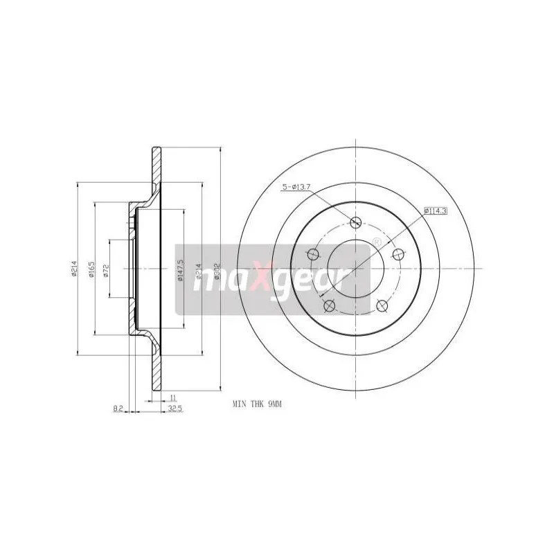 Jeu de 2 disques de frein arrière MAXGEAR 19-2497