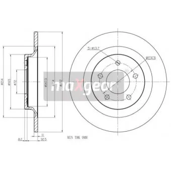 Jeu de 2 disques de frein arrière MAXGEAR 19-2497MAX