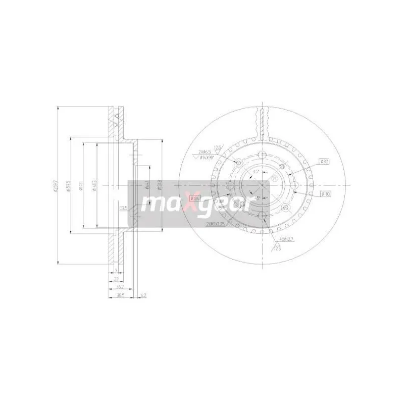 Jeu de 2 disques de frein avant MAXGEAR 19-2498