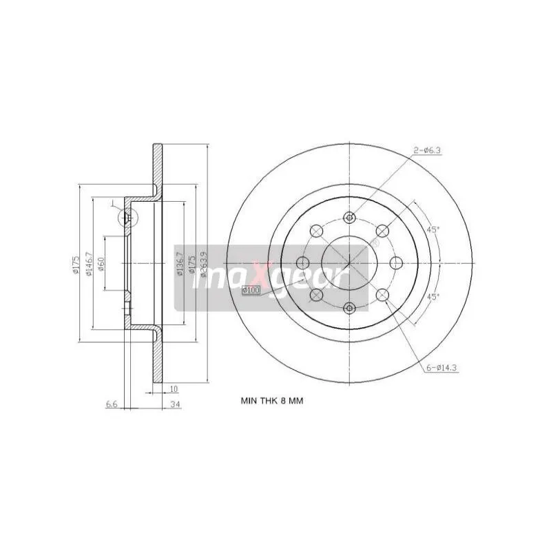 Jeu de 2 disques de frein arrière MAXGEAR 19-2500