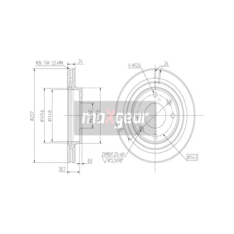 Jeu de 2 disques de frein avant MAXGEAR 19-2502