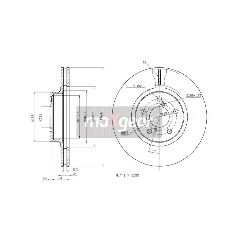 Jeu de 2 disques de frein avant MAXGEAR 19-2505