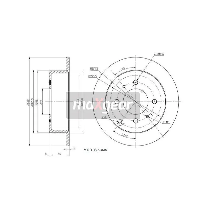 Jeu de 2 disques de frein arrière MAXGEAR 19-2507