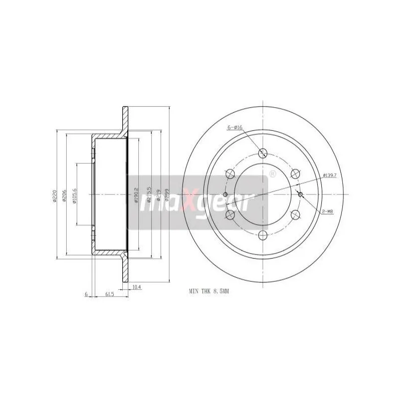 Jeu de 2 disques de frein arrière MAXGEAR 19-2526