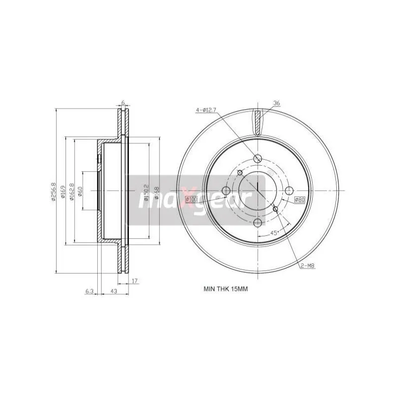 Jeu de 2 disques de frein avant MAXGEAR 19-2528