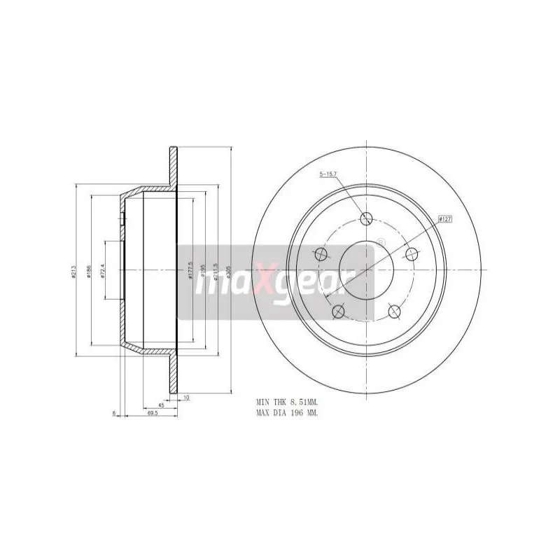 Jeu de 2 disques de frein arrière MAXGEAR 19-2544