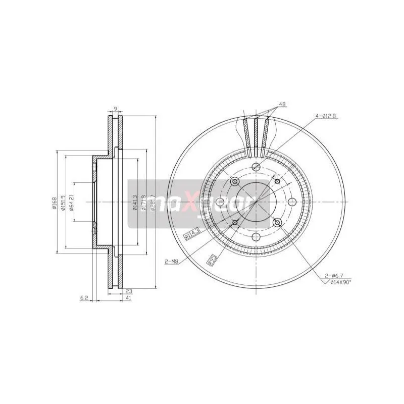 Jeu de 2 disques de frein avant MAXGEAR 19-2551