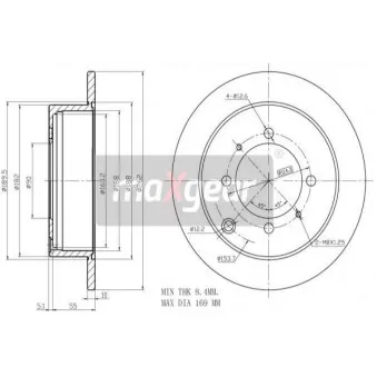Jeu de 2 disques de frein arrière MAXGEAR 19-2557MAX