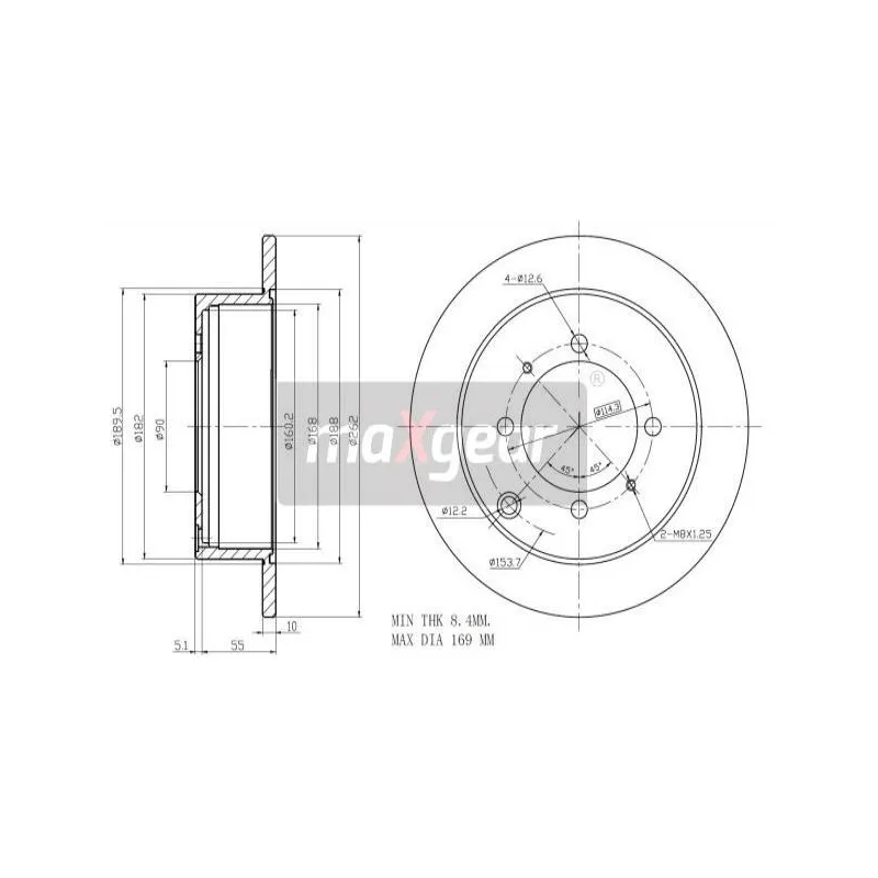 Jeu de 2 disques de frein arrière MAXGEAR 19-2557MAX