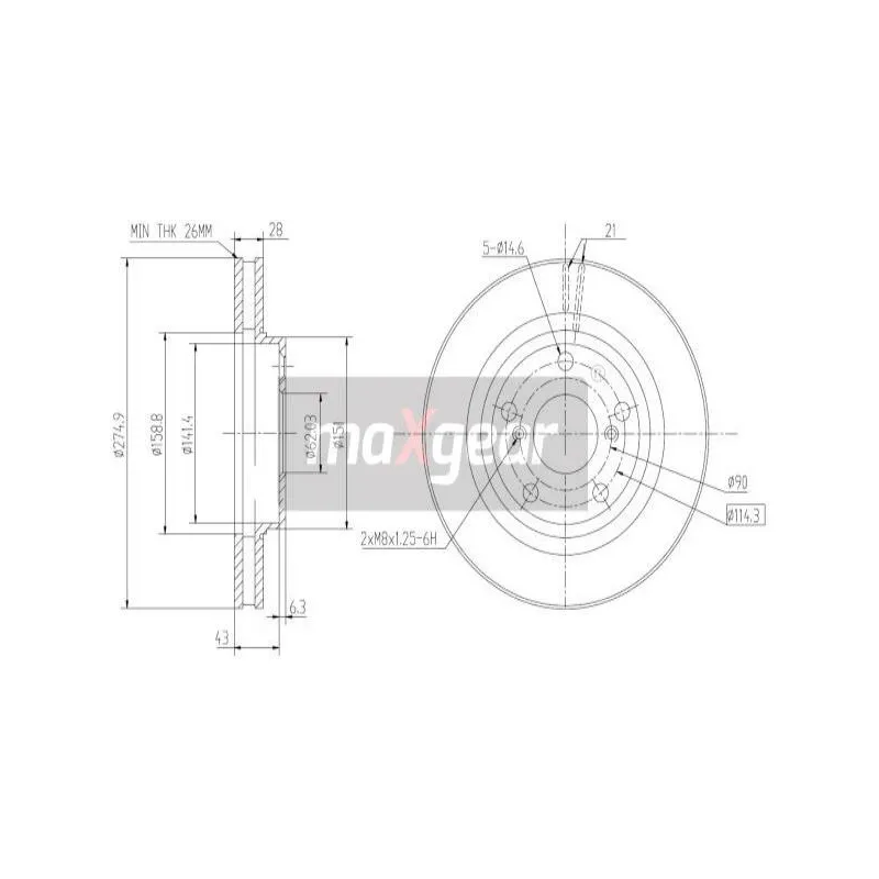 Jeu de 2 disques de frein avant MAXGEAR 19-2562
