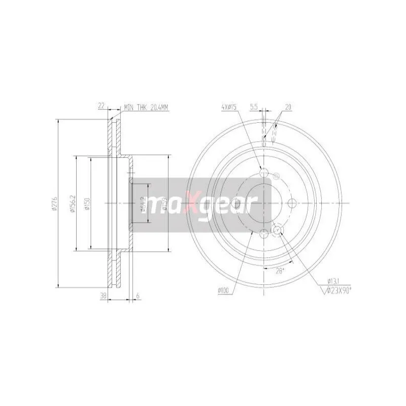 Jeu de 2 disques de frein avant MAXGEAR 19-2564