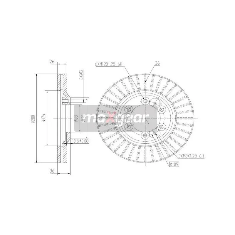 Jeu de 2 disques de frein avant MAXGEAR 19-2649