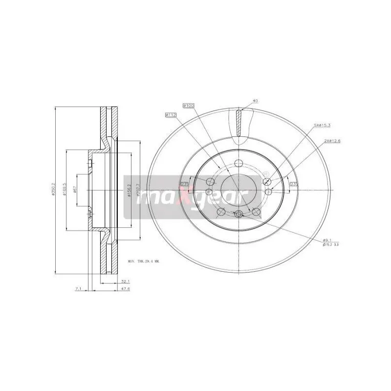 Jeu de 2 disques de frein avant MAXGEAR 19-2690