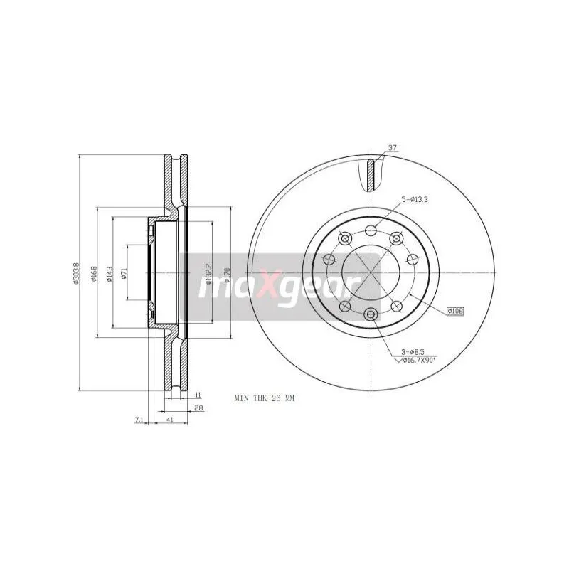 Jeu de 2 disques de frein avant MAXGEAR 19-2749