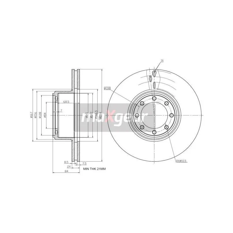 Jeu de 2 disques de frein arrière MAXGEAR 19-2781