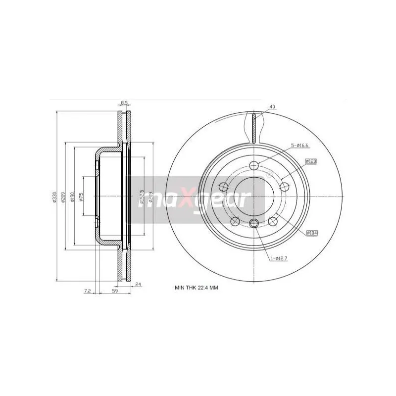 Jeu de 2 disques de frein avant MAXGEAR 19-2782