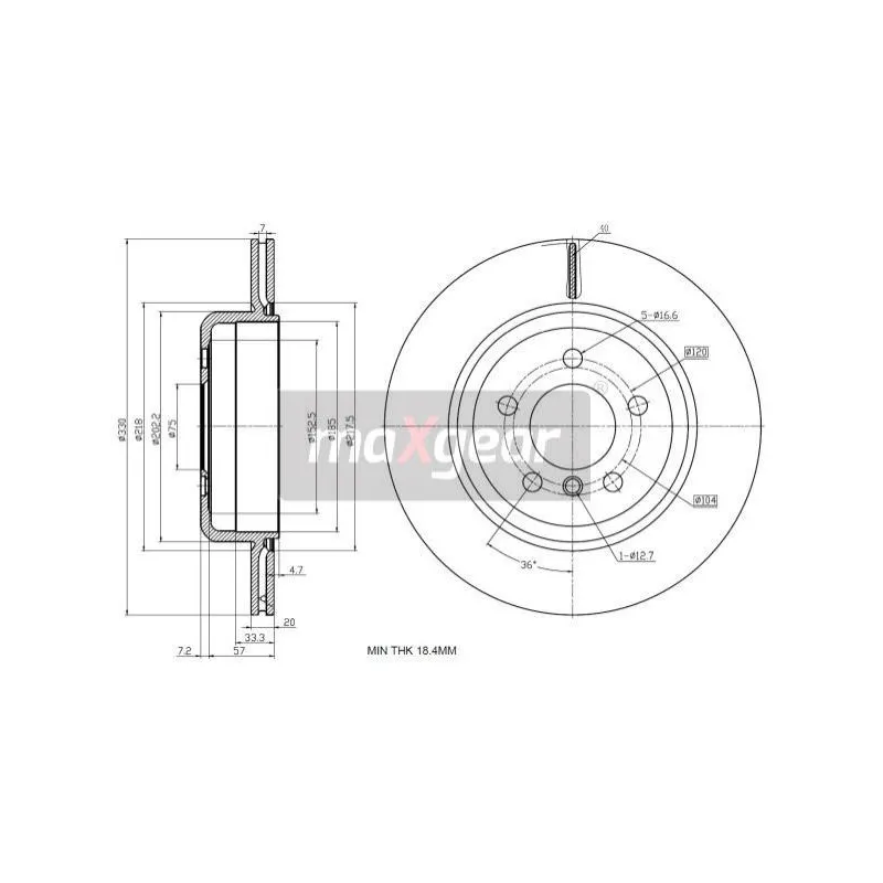 Jeu de 2 disques de frein arrière MAXGEAR 19-2783