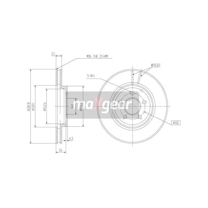 Jeu de 2 disques de frein avant MAXGEAR 19-2784