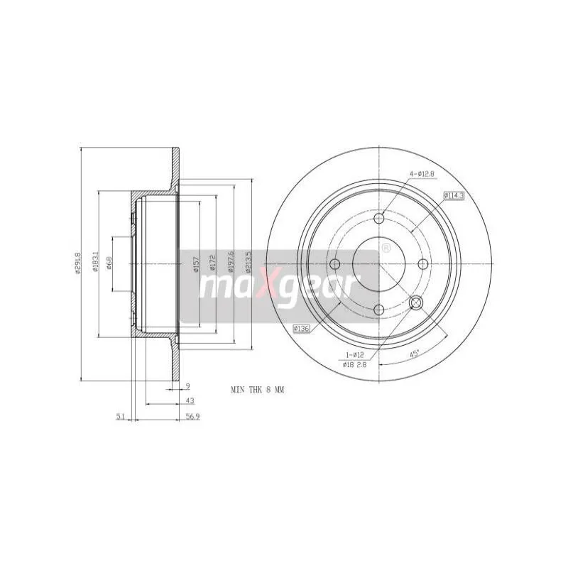 Jeu de 2 disques de frein arrière MAXGEAR 19-2792