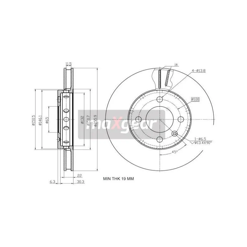 Jeu de 2 disques de frein avant MAXGEAR 19-2856