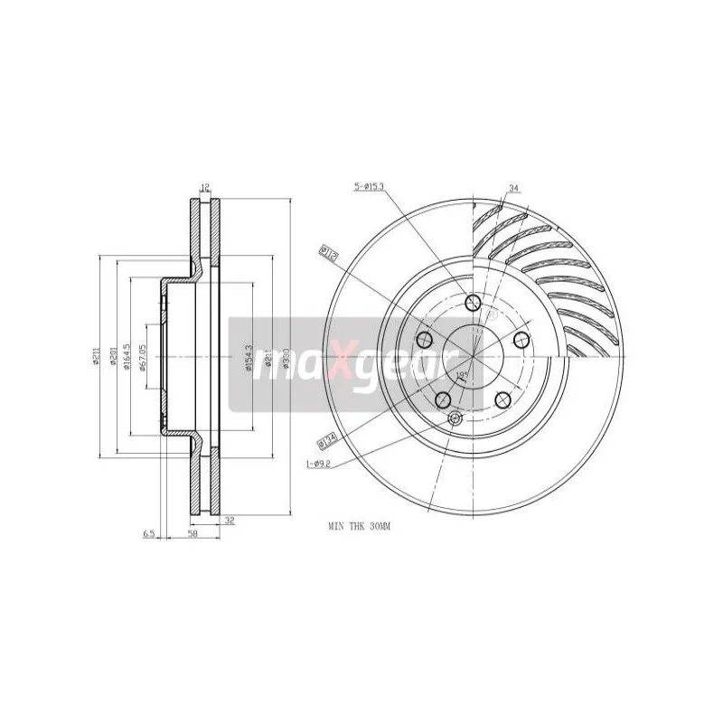 Jeu de 2 disques de frein avant MAXGEAR 19-2859MAX