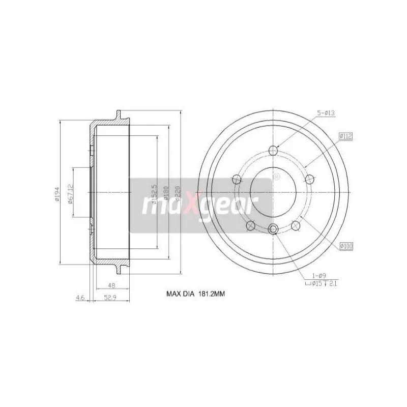 Tambour de frein MAXGEAR 19-3185