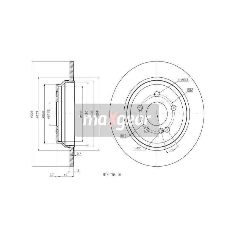 Jeu de 2 disques de frein arrière MAXGEAR 19-3186