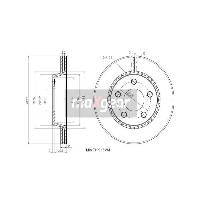 Jeu de 2 disques de frein arrière MAXGEAR 19-3187