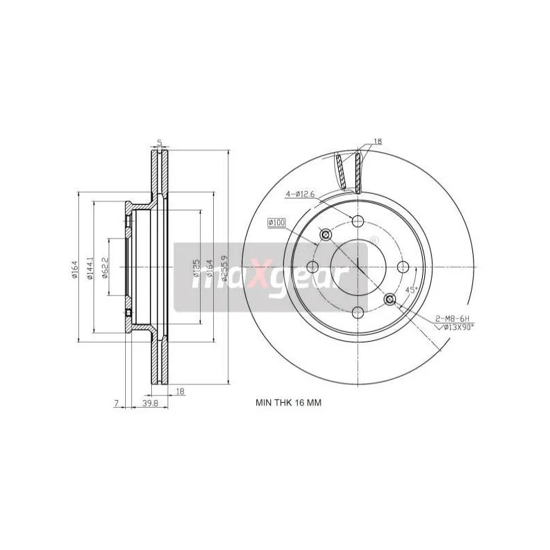 Jeu de 2 disques de frein avant MAXGEAR 19-3191