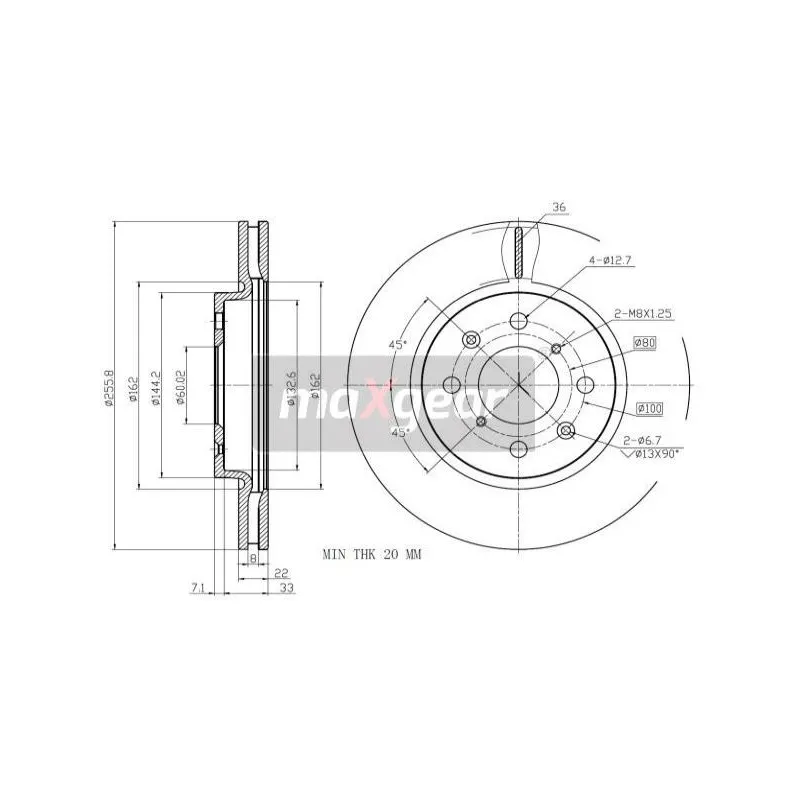 Jeu de 2 disques de frein avant MAXGEAR 19-3200MAX
