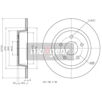 Jeu de 2 disques de frein arrière MAXGEAR 19-3206