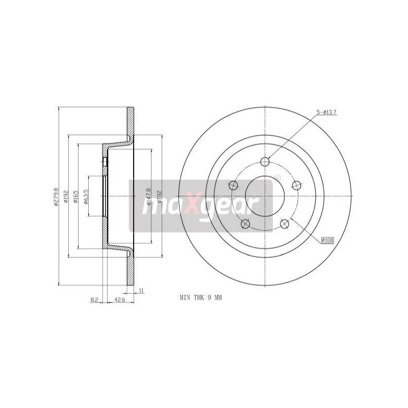 Jeu de 2 disques de frein arrière MAXGEAR 19-3206