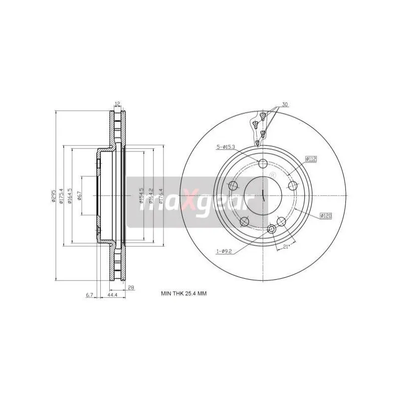 Jeu de 2 disques de frein avant MAXGEAR 19-3209