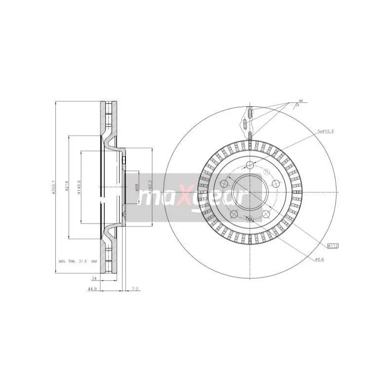 Jeu de 2 disques de frein avant MAXGEAR 19-3210
