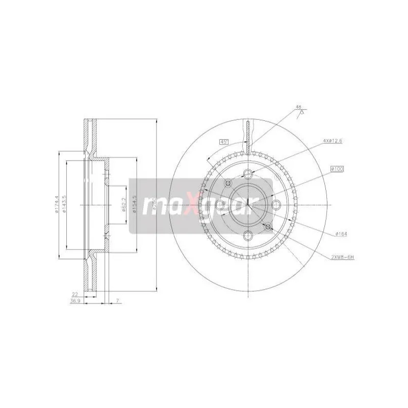 Jeu de 2 disques de frein avant MAXGEAR 19-3211