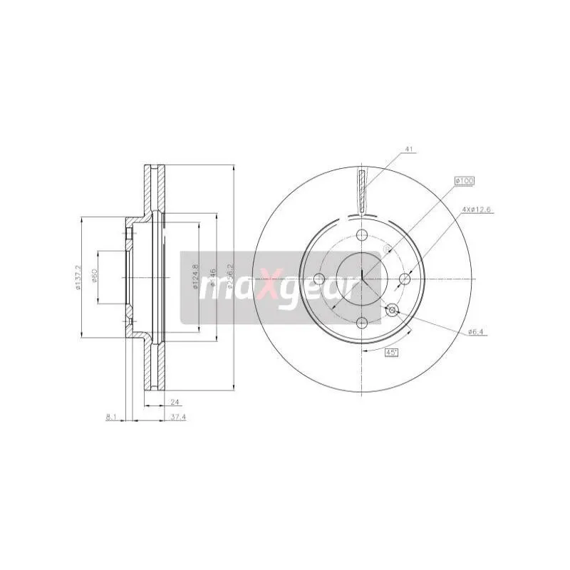 Jeu de 2 disques de frein avant MAXGEAR 19-3212