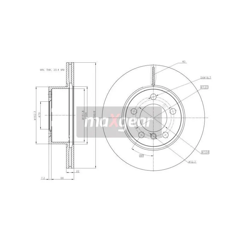 Jeu de 2 disques de frein avant MAXGEAR 19-3213