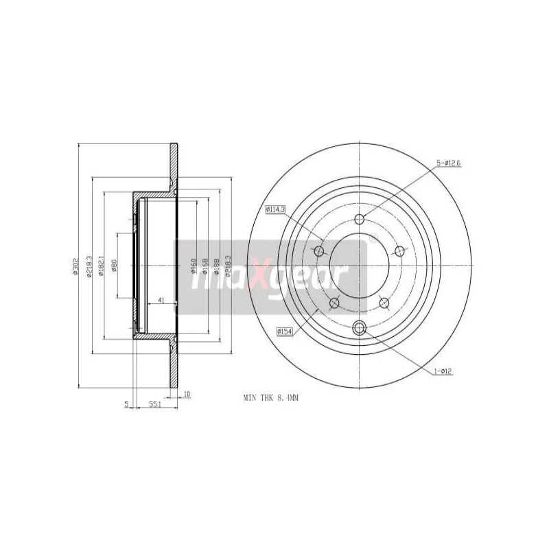 Jeu de 2 disques de frein arrière MAXGEAR 19-3214