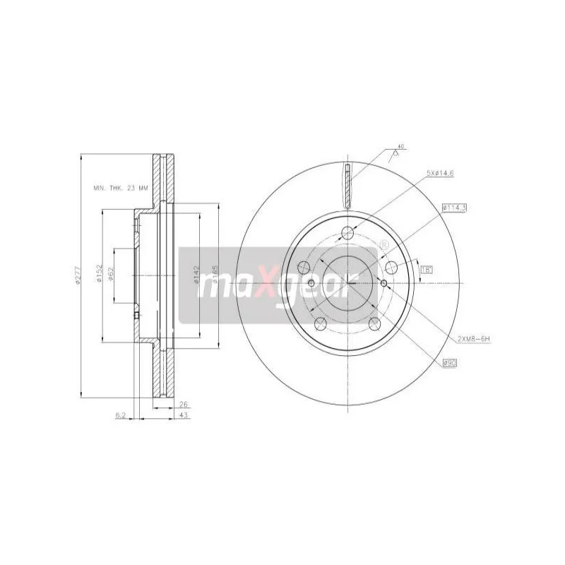 Jeu de 2 disques de frein avant MAXGEAR 19-3216
