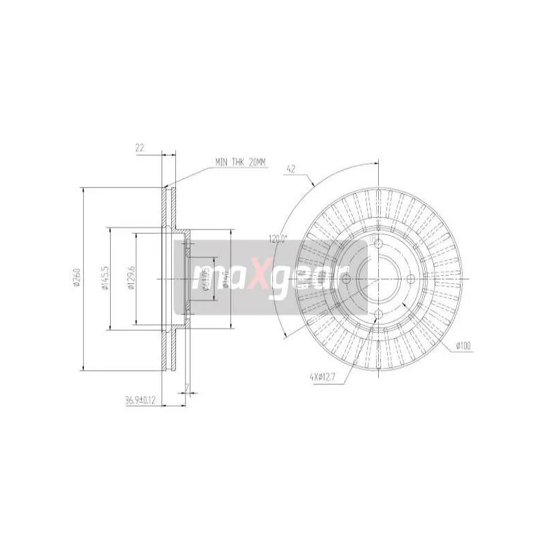 Jeu de 2 disques de frein avant MAXGEAR 19-3218